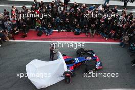 Daniil Kvyat (RUS) Scuderia Toro Rosso and team mate Carlos Sainz Jr (ESP) Scuderia Toro Rosso unveil the Scuderia Toro Rosso STR12. 26.02.2017. Formula One Testing, Preparations, Barcelona, Spain. Sunday.