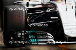 Lewis Hamilton (GBR) Mercedes AMG F1 W08 front suspension detail. 28.02.2017. Formula One Testing, Day Two, Barcelona, Spain. Tuesday.