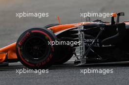 Stoffel Vandoorne (BEL) McLaren MCL32 running sensor equipment. 28.02.2017. Formula One Testing, Day Two, Barcelona, Spain. Tuesday.