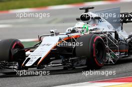 Alfonso Celis Jr (MEX) Sahara Force India F1 VJM10 Development Driver running sensor equipment. 01.03.2017. Formula One Testing, Day Three, Barcelona, Spain. Wednesday.