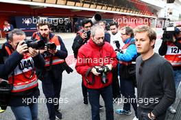 Nico Rosberg (GER) with the media. 01.03.2017. Formula One Testing, Day Three, Barcelona, Spain. Wednesday.