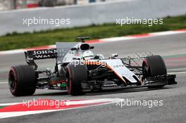 Alfonso Celis Jr (MEX) Sahara Force India F1 VJM10 Development Driver running sensor equipment. 01.03.2017. Formula One Testing, Day Three, Barcelona, Spain. Wednesday.