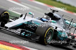 Valtteri Bottas (FIN) Mercedes AMG F1 W08 running sensor equipment. 01.03.2017. Formula One Testing, Day Three, Barcelona, Spain. Wednesday.