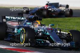 Lewis Hamilton (GBR) Mercedes AMG F1 W08 running sensor equipment. 07.03.2017. Formula One Testing, Day One, Barcelona, Spain. Tuesday.