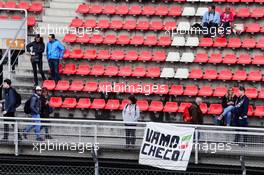 Sergio Perez (MEX) Sahara Force India F1 fans in the grandstand. 08.03.2017. Formula One Testing, Day Two, Barcelona, Spain. Wednesday.