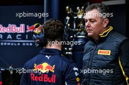 Mario Isola (ITA) Pirelli Racing Manager (Right) with Christian Horner (GBR) Red Bull Racing Team Principal. 08.03.2017. Formula One Testing, Day Two, Barcelona, Spain. Wednesday.