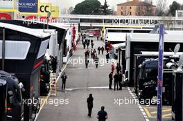 The paddock. 08.03.2017. Formula One Testing, Day Two, Barcelona, Spain. Wednesday.
