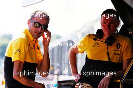 Robert Kubica (POL) Renault Sport F1 Team Test Driver with Alan Permane (GBR) Renault Sport F1 Team Trackside Operations Director on the pit gantry. 01.08.2017. Formula 1 Testing, Budapest, Hungary.