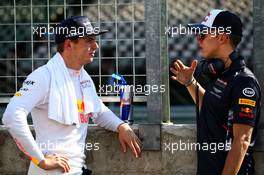 (L to R): Max Verstappen (NLD) Red Bull Racing with Pierre Gasly (FRA) Red Bull Racing Test Driver. 01.08.2017. Formula 1 Testing, Budapest, Hungary.