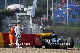 Felipe Massa (BRA) Williams FW40 crashed in the first practice session. 25.08.2017. Formula 1 World Championship, Rd 12, Belgian Grand Prix, Spa Francorchamps, Belgium, Practice Day.