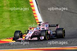 Sergio Perez (MEX) Sahara Force India F1 VJM10. 25.08.2017. Formula 1 World Championship, Rd 12, Belgian Grand Prix, Spa Francorchamps, Belgium, Practice Day.