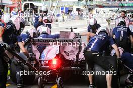 Esteban Ocon (FRA) Sahara Force India F1 VJM10 practices a pit stop. 25.08.2017. Formula 1 World Championship, Rd 12, Belgian Grand Prix, Spa Francorchamps, Belgium, Practice Day.