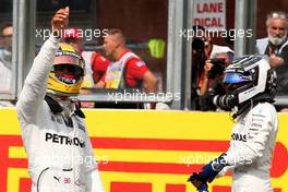 Lewis Hamilton (GBR) Mercedes AMG F1 W08 celebrates his pole position in qualifying parc ferme. 26.08.2017. Formula 1 World Championship, Rd 12, Belgian Grand Prix, Spa Francorchamps, Belgium, Qualifying Day.