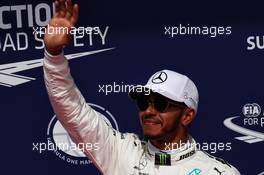 Lewis Hamilton (GBR) Mercedes AMG F1 celebrates his pole position in qualifying parc ferme. 26.08.2017. Formula 1 World Championship, Rd 12, Belgian Grand Prix, Spa Francorchamps, Belgium, Qualifying Day.