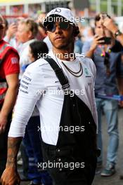 Lewis Hamilton (GBR) Mercedes AMG F1 on the drivers parade. 27.08.2017. Formula 1 World Championship, Rd 12, Belgian Grand Prix, Spa Francorchamps, Belgium, Race Day.