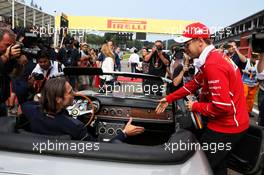 Sebastian Vettel (GER) Ferrari on the drivers parade. 27.08.2017. Formula 1 World Championship, Rd 12, Belgian Grand Prix, Spa Francorchamps, Belgium, Race Day.