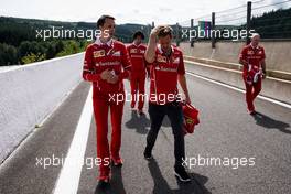 Sebastian Vettel (GER) Ferrari walks the circuit with the team.                                24.08.2017. Formula 1 World Championship, Rd 12, Belgian Grand Prix, Spa Francorchamps, Belgium, Preparation Day.