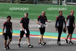 Romain Grosjean (FRA) Haas F1 Team walks the circuit with the team. 24.08.2017. Formula 1 World Championship, Rd 12, Belgian Grand Prix, Spa Francorchamps, Belgium, Preparation Day.