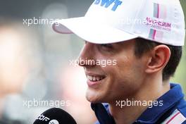 Esteban Ocon (FRA) Sahara Force India F1 Team with the media. 24.08.2017. Formula 1 World Championship, Rd 12, Belgian Grand Prix, Spa Francorchamps, Belgium, Preparation Day.