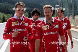 Sebastian Vettel (GER) Ferrari walks the circuit with the team. 24.08.2017. Formula 1 World Championship, Rd 12, Belgian Grand Prix, Spa Francorchamps, Belgium, Preparation Day.