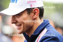 Esteban Ocon (FRA) Sahara Force India F1 Team with the media. 24.08.2017. Formula 1 World Championship, Rd 12, Belgian Grand Prix, Spa Francorchamps, Belgium, Preparation Day.