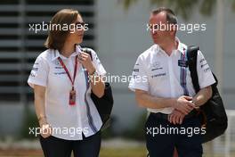 Claire Williams (GBR), Williams F1 Team and Paddy Lowe (GBR) Williams F1 Team Technical F1 Executive Director   14.04.2017. Formula 1 World Championship, Rd 3, Bahrain Grand Prix, Sakhir, Bahrain, Practice Day