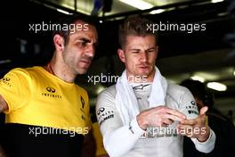 (L to R): Cyril Abiteboul (FRA) Renault Sport F1 Managing Director with Nico Hulkenberg (GER) Renault Sport F1 Team. 14.04.2017. Formula 1 World Championship, Rd 3, Bahrain Grand Prix, Sakhir, Bahrain, Practice Day