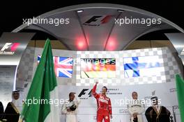 The podium (L to R): Lewis Hamilton (GBR) Mercedes AMG F1, second; Sebastian Vettel (GER) Ferrari, race winner; Valtteri Bottas (FIN) Mercedes AMG F1, third. 16.04.2017. Formula 1 World Championship, Rd 3, Bahrain Grand Prix, Sakhir, Bahrain, Race Day.