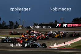 Valtteri Bottas (FIN) Mercedes AMG F1 W08 leads at the start of the race. 16.04.2017. Formula 1 World Championship, Rd 3, Bahrain Grand Prix, Sakhir, Bahrain, Race Day.