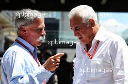 (L to R): Chase Carey (USA) Formula One Group Chairman with Lawrence Stroll (CDN) Businessman and father of Lance Stroll (CDN) Williams. 10.11.2017. Formula 1 World Championship, Rd 19, Brazilian Grand Prix, Sao Paulo, Brazil, Practice Day.