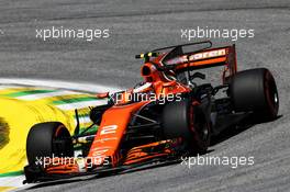 Stoffel Vandoorne (BEL) McLaren MCL32. 10.11.2017. Formula 1 World Championship, Rd 19, Brazilian Grand Prix, Sao Paulo, Brazil, Practice Day.