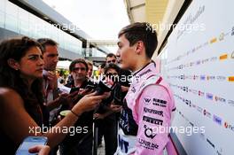 George Russell (GBR) Sahara Force India F1 Team Test Driver with the media. 10.11.2017. Formula 1 World Championship, Rd 19, Brazilian Grand Prix, Sao Paulo, Brazil, Practice Day.