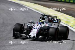 Felipe Massa (BRA) Williams FW40. 10.11.2017. Formula 1 World Championship, Rd 19, Brazilian Grand Prix, Sao Paulo, Brazil, Practice Day.