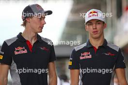 Brendon Hartley (NZ), Scuderia Toro Rosso and Pierre Gasly (FRA), Scuderia Toro Rosso  10.11.2017. Formula 1 World Championship, Rd 19, Brazilian Grand Prix, Sao Paulo, Brazil, Practice Day.