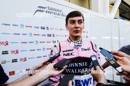 George Russell (GBR) Sahara Force India F1 Team Test Driver with the media. 10.11.2017. Formula 1 World Championship, Rd 19, Brazilian Grand Prix, Sao Paulo, Brazil, Practice Day.