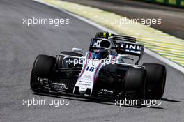 Lance Stroll (CDN) Williams FW40. 10.11.2017. Formula 1 World Championship, Rd 19, Brazilian Grand Prix, Sao Paulo, Brazil, Practice Day.