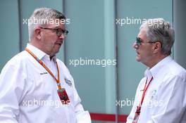 (L to R): Ross Brawn (GBR) Managing Director, Motor Sports with Alan Woollard (GBR) FOM. 10.11.2017. Formula 1 World Championship, Rd 19, Brazilian Grand Prix, Sao Paulo, Brazil, Practice Day.