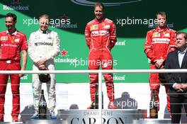 1st place for Sebastian Vettel (GER) Ferrari SF70H, 2nd place for Valtteri Bottas (FIN) Mercedes AMG F1 W08 and 3rd place for Kimi Raikkonen (FIN) Ferrari SF70H. 12.11.2017. Formula 1 World Championship, Rd 19, Brazilian Grand Prix, Sao Paulo, Brazil, Race Day.