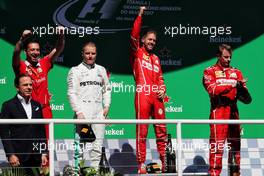 The podium (L to R): Valtteri Bottas (FIN) Mercedes AMG F1 second; Sebastian Vettel (GER) Ferrari, race winner; Kimi Raikkonen (FIN) Ferrari, third. 12.11.2017. Formula 1 World Championship, Rd 19, Brazilian Grand Prix, Sao Paulo, Brazil, Race Day.