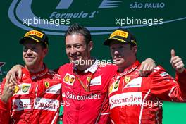 Sebastian Vettel (GER) Scuderia Ferrari and Kimi Raikkonen (FIN) Scuderia Ferrari  12.11.2017. Formula 1 World Championship, Rd 19, Brazilian Grand Prix, Sao Paulo, Brazil, Race Day.