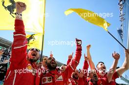 Ferrari celebrates at the podium. 12.11.2017. Formula 1 World Championship, Rd 19, Brazilian Grand Prix, Sao Paulo, Brazil, Race Day.