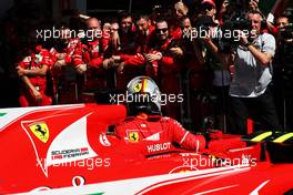 Race winner Sebastian Vettel (GER) Ferrari SF70H celebrates in parc ferme. 12.11.2017. Formula 1 World Championship, Rd 19, Brazilian Grand Prix, Sao Paulo, Brazil, Race Day.