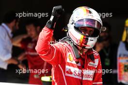 Race winner Sebastian Vettel (GER) Ferrari celebrates in parc ferme. 12.11.2017. Formula 1 World Championship, Rd 19, Brazilian Grand Prix, Sao Paulo, Brazil, Race Day.