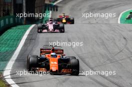 Fernando Alonso (ESP) McLaren MCL32. 12.11.2017. Formula 1 World Championship, Rd 19, Brazilian Grand Prix, Sao Paulo, Brazil, Race Day.