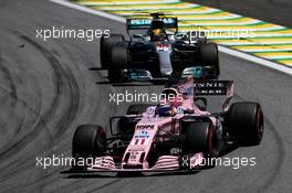 Sergio Perez (MEX) Sahara Force India F1 VJM10. 12.11.2017. Formula 1 World Championship, Rd 19, Brazilian Grand Prix, Sao Paulo, Brazil, Race Day.