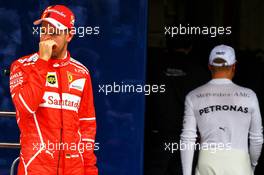 (L to R): Sebastian Vettel (GER) Ferrari and Valtteri Bottas (FIN) Mercedes AMG F1 in qualifying parc ferme. 11.11.2017. Formula 1 World Championship, Rd 19, Brazilian Grand Prix, Sao Paulo, Brazil, Qualifying Day.