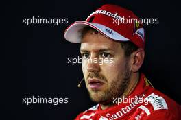 Sebastian Vettel (GER) Ferrari in the post qualifying FIA Press Conference. 11.11.2017. Formula 1 World Championship, Rd 19, Brazilian Grand Prix, Sao Paulo, Brazil, Qualifying Day.