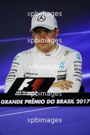Valtteri Bottas (FIN) Mercedes AMG F1 in the post qualifying FIA Press Conference. 11.11.2017. Formula 1 World Championship, Rd 19, Brazilian Grand Prix, Sao Paulo, Brazil, Qualifying Day.