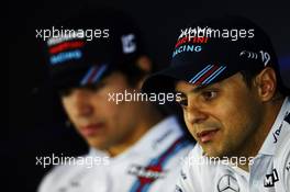 (L to R): Lance Stroll (CDN) Williams and Felipe Massa (BRA) Williams in the FIA Press Conference. 09.11.2017. Formula 1 World Championship, Rd 19, Brazilian Grand Prix, Sao Paulo, Brazil, Preparation Day.