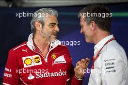 (L to R): Maurizio Arrivabene (ITA) Ferrari Team Principal and James Allison (GBR) Mercedes AMG F1 Technical Director in the FIA Press Conference. 09.06.2017. Formula 1 World Championship, Rd 7, Canadian Grand Prix, Montreal, Canada, Practice Day.